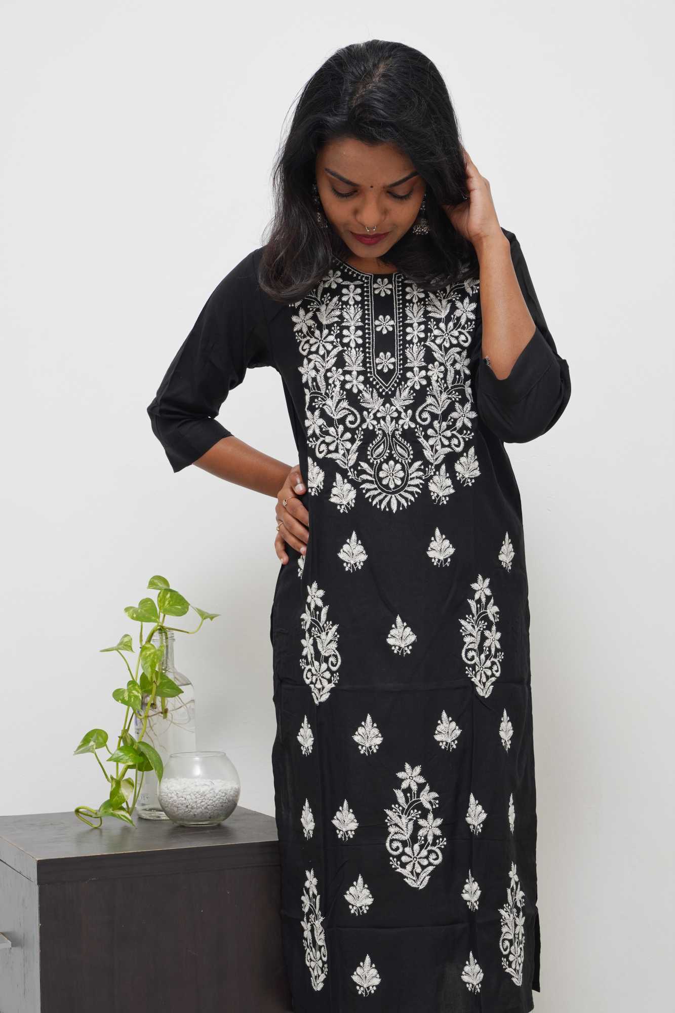 Black Chikankari Charm