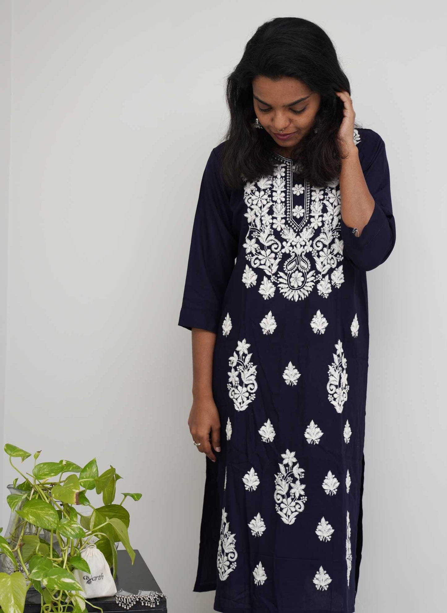 Navy Blue Chikankari Charm