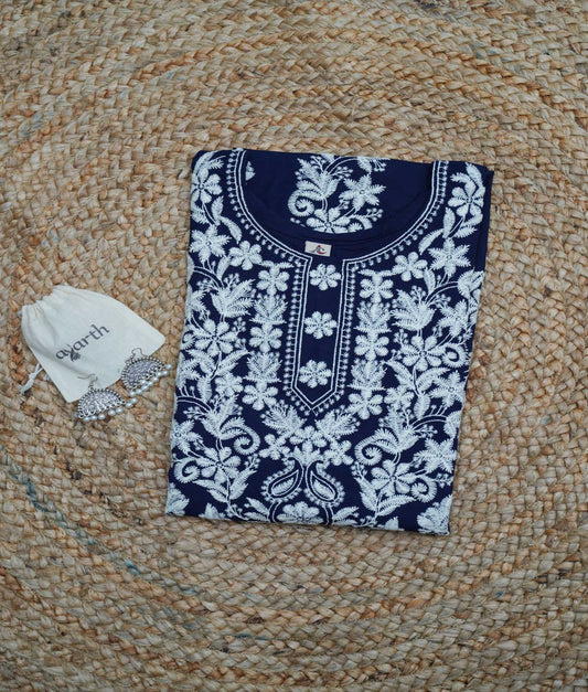 Navy Blue Chikankari Charm